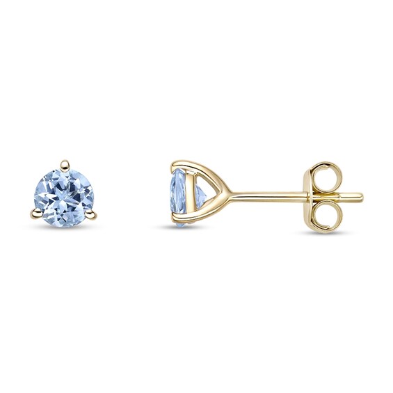 5.0mm Aquamarine Solitaire Martini Stud Earrings in 10K Gold
