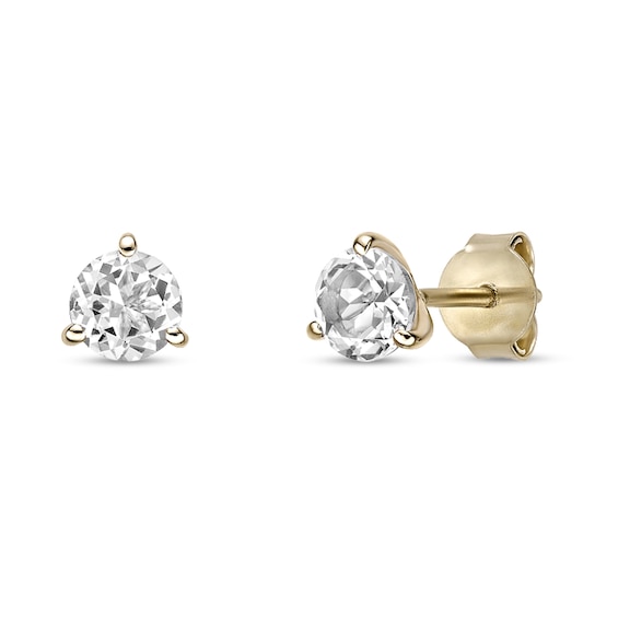 5.0mm White Topaz Solitaire Martini Stud Earrings in 10K Gold