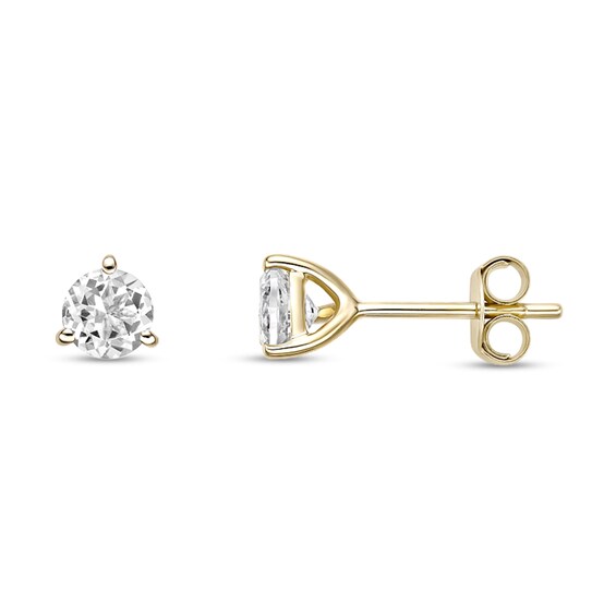 5.0mm White Topaz Solitaire Martini Stud Earrings in 10K Gold
