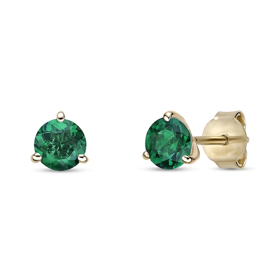 5.0mm Lab-Created Emerald Solitaire Martini Stud Earrings in 10K Gold