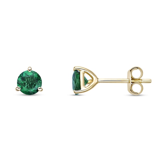 5.0mm Lab-Created Emerald Solitaire Martini Stud Earrings in 10K Gold