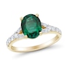 Thumbnail Image 1 of Oval Lab-Created Emerald and 3/8 CT. T.W. Certified Lab-Grown Diamond Split Shank Ring in 10K Gold (I/SI2)