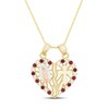 Thumbnail Image 1 of Lab-Created Ruby and White Lab-Created Sapphire Cross with Virgin Mary Heart Pendant in 10K Tri-Tone Gold