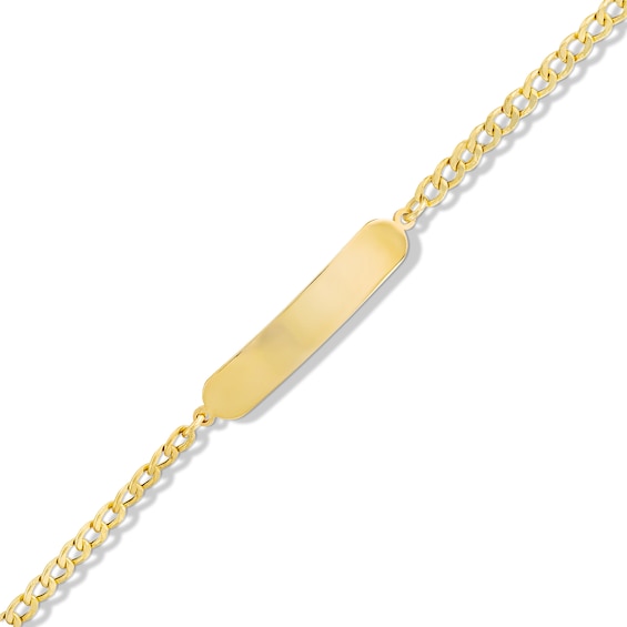 Childâs Curb Chain Oval ID Bracelet in Hollow 14K Gold - 6â