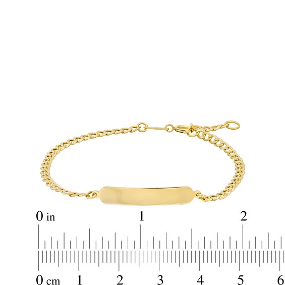 Childâs Curb Chain Oval ID Bracelet in Hollow 14K Gold - 6â