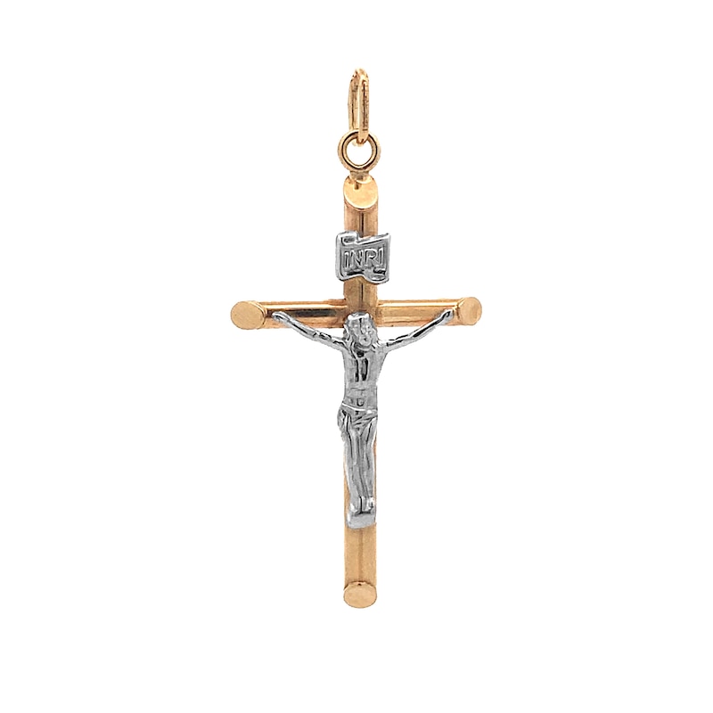 Main Image 1 of Crucifix Necklace Charm in 14K Two-Tone Gold