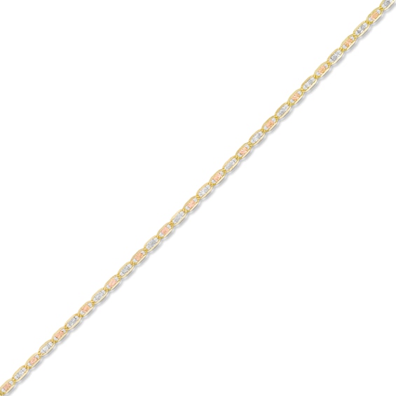 Childâs Diamond-Cut Valentino Chain Bracelet in Hollow 14K Tri-Tone Gold - 6â