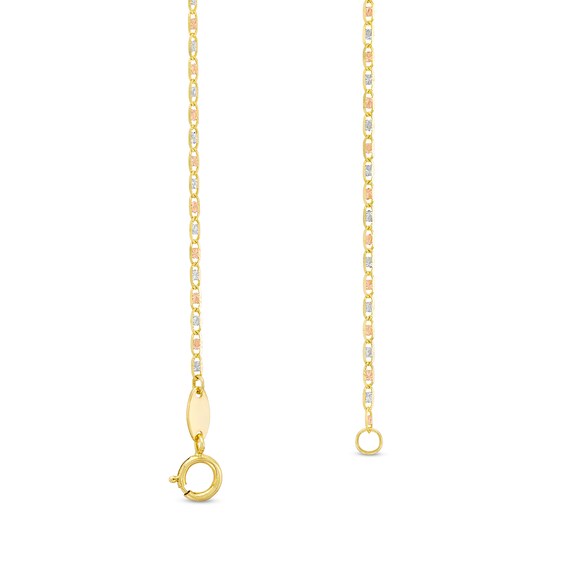 Childâs Diamond-Cut Valentino Chain Bracelet in Hollow 14K Tri-Tone Gold - 6â