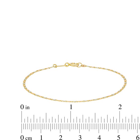 Childâs Diamond-Cut Valentino Chain Bracelet in Hollow 14K Tri-Tone Gold - 6â