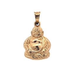 Buddha Necklace Charm in Hollow 14K Gold