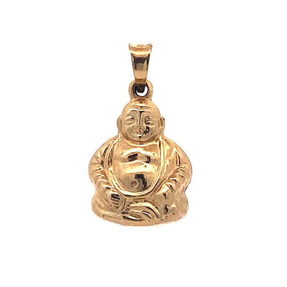 Buddha Necklace Charm in Hollow 14K Gold