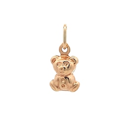 Mini Teddy Bear Charm in Hollow 14K Gold