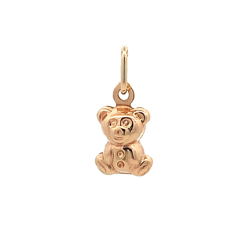Main Image 1 of Mini Teddy Bear Charm in Hollow 14K Gold
