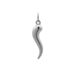 Italian Horn Necklace Charm in Hollow 14K White Gold