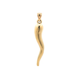 Italian Horn Necklace Charm in Solid 14K Gold