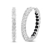 Thumbnail Image 1 of White Lab-Created Sapphire and Onyx Inside-Out Hoop Earrings in Sterling Silver