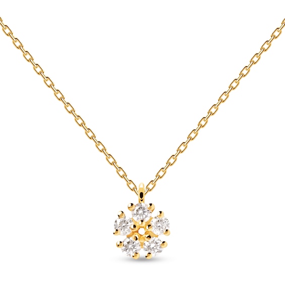 PDPAOLAâ¢ at Zales Cubic Zirconia Daisy Pendant in Sterling Silver with 18K Gold Plate - 19.5"