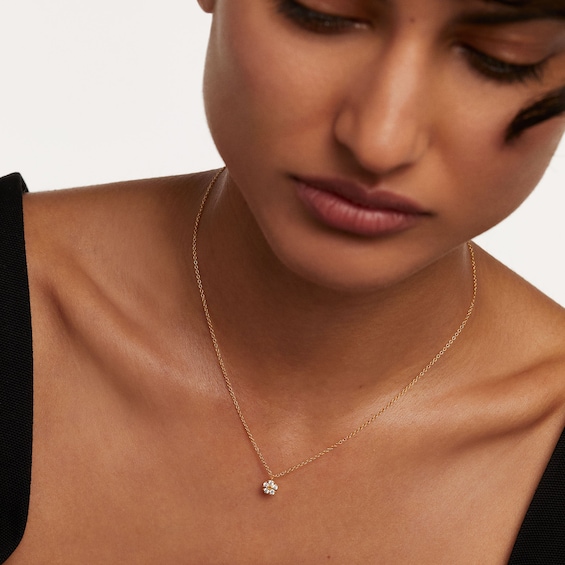 PDPAOLAâ¢ at Zales Cubic Zirconia Daisy Pendant in Sterling Silver with 18K Gold Plate - 19.5"
