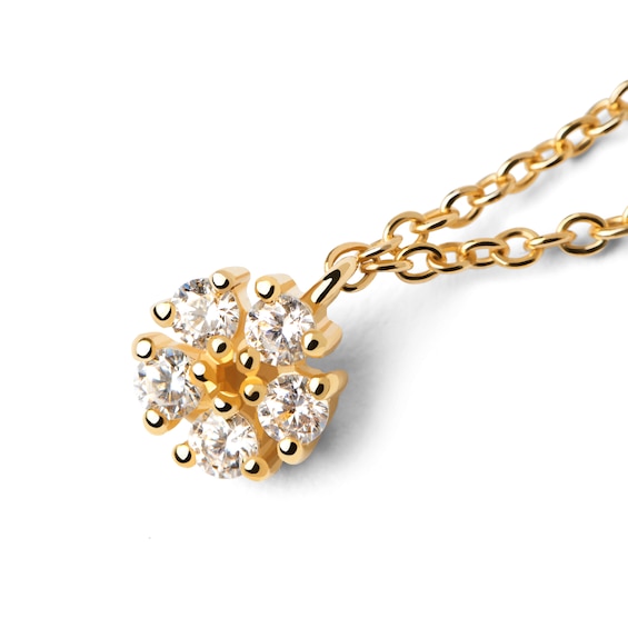 PDPAOLAâ¢ at Zales Cubic Zirconia Daisy Pendant in Sterling Silver with 18K Gold Plate - 19.5"