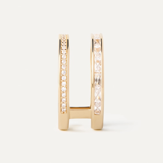 PDPAOLAâ¢ at Zales Cubic Zirconia Baguette and Round Double Row Open Shank Ring in Sterling Silver with 18K Gold Plate