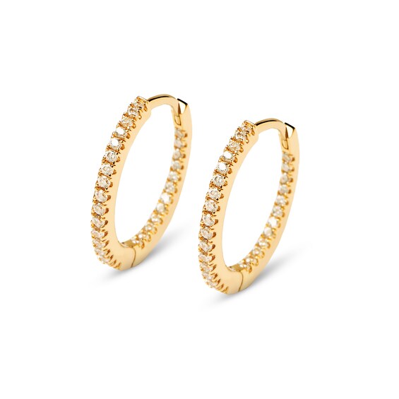 PDPAOLAâ¢ at Zales Cubic Zirconia Inside-Out Medium Hoop Earrings in Sterling Silver with 18K Gold Plate