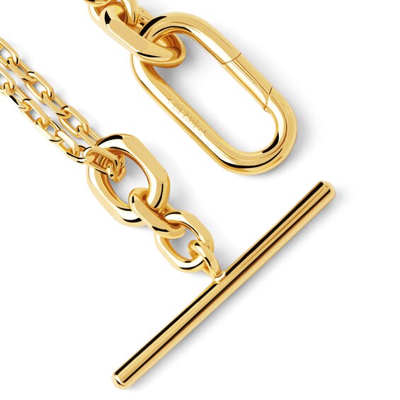 PDPAOLAâ¢ at Zales Single and Double Chain Toggle Bracelet in Brass with 18K Gold Plate - 8"