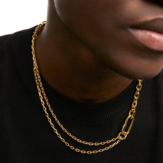 PDPAOLA™ at Zales Single and Double Chain Necklace in Brass with 18K Gold Plate - 19.5"