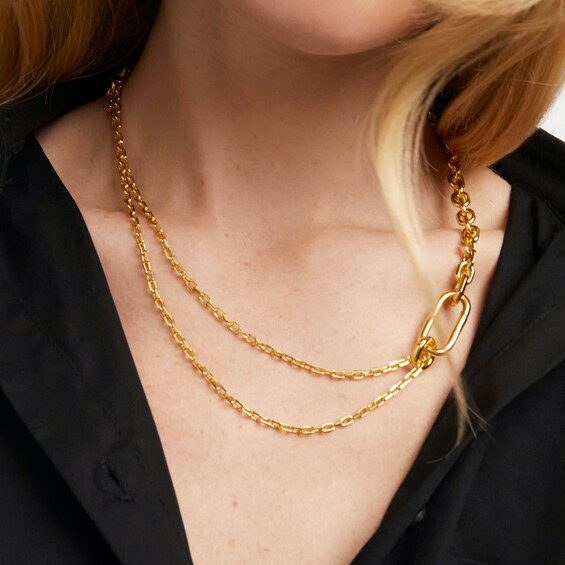 PDPAOLA™ at Zales Single and Double Chain Necklace in Brass with 18K Gold Plate - 19.5"