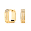 Thumbnail Image 1 of PDPAOLA™ at Zales Cubic Zirconia Double Row Octagonal Hoop Earrings in Sterling Silver with 18K Gold Plate