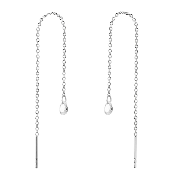 PDPAOLAâ¢ at Zales Pear-Shaped Cubic Zirconia Threader Earrings in Sterling Silver