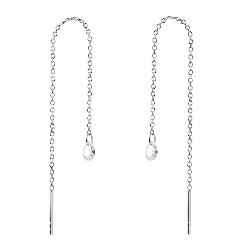 Main Image 1 of PDPAOLA™ at Zales Pear-Shaped Cubic Zirconia Threader Earrings in Sterling Silver
