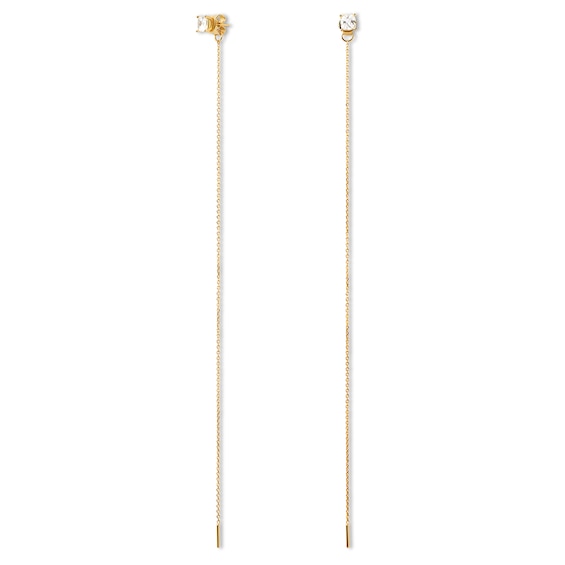 PDPAOLA⢠at Zales Princess-Cut Cubic Zirconia Linear Chain Drop Earrings in Sterling Silver with 18K Gold Plate