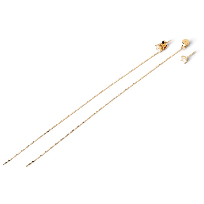 Main Image 3 of PDPAOLA™ at Zales Princess-Cut Cubic Zirconia Linear Chain Drop Earrings in Sterling Silver with 18K Gold Plate