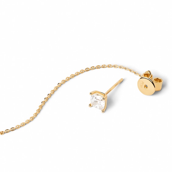 PDPAOLAâ¢ at Zales Princess-Cut Cubic Zirconia Linear Chain Drop Earrings in Sterling Silver with 18K Gold Plate