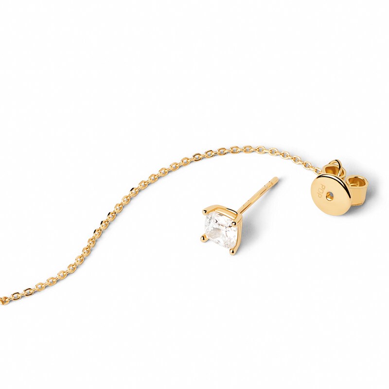 Main Image 4 of PDPAOLA™ at Zales Princess-Cut Cubic Zirconia Linear Chain Drop Earrings in Sterling Silver with 18K Gold Plate