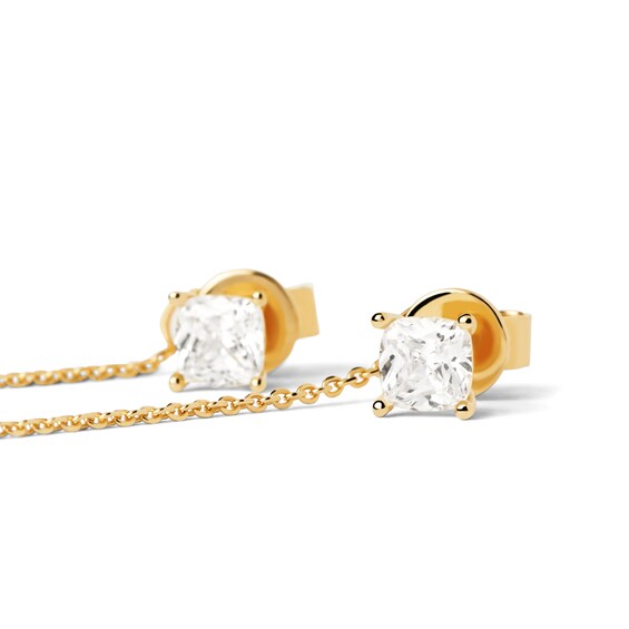 PDPAOLAâ¢ at Zales Princess-Cut Cubic Zirconia Linear Chain Drop Earrings in Sterling Silver with 18K Gold Plate