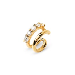 PDPAOLA™ at Zales Cubic Zirconia Double Row Single Cuff Earring in Sterling Silver with 18K Gold Plate
