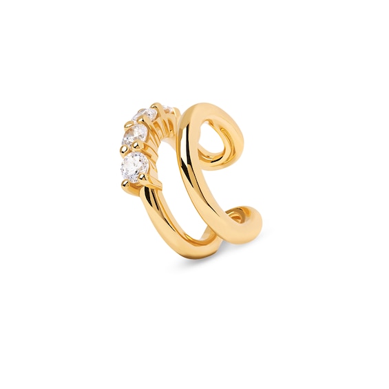 PDPAOLAâ¢ at Zales Cubic Zirconia Double Row Single Cuff Earring in Sterling Silver with 18K Gold Plate