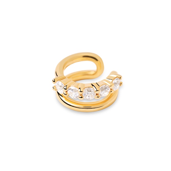 PDPAOLAâ¢ at Zales Cubic Zirconia Double Row Single Cuff Earring in Sterling Silver with 18K Gold Plate