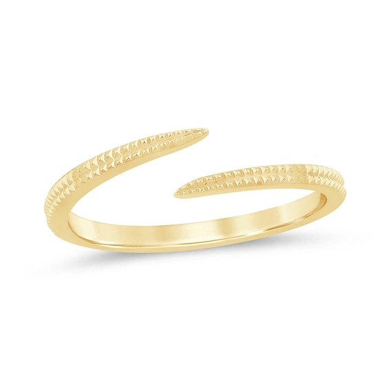 Tapered Spike Bypass Open Shank Ring in Sterling Silver with 14K Gold Plate - Size 7.5