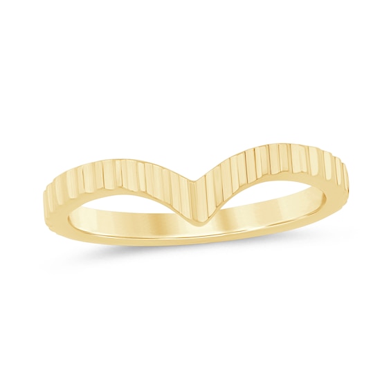 Textured Chevron Ring in Sterling Silver with 14K Gold Plate - Size 7.5