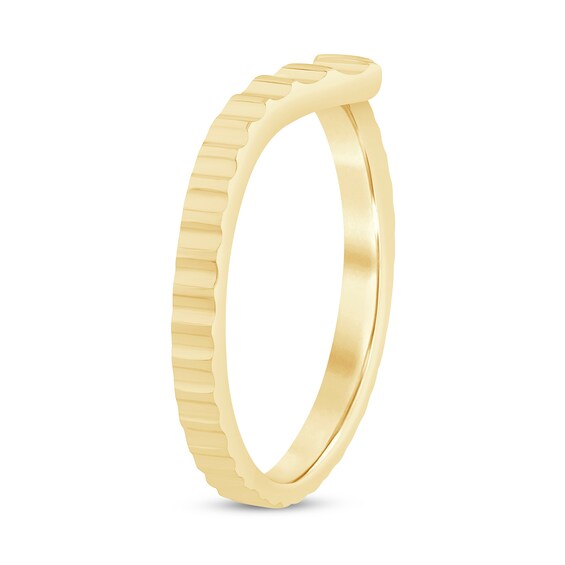 Textured Chevron Ring in Sterling Silver with 14K Gold Plate - Size 7.5