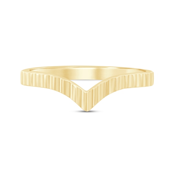 Textured Chevron Ring in Sterling Silver with 14K Gold Plate - Size 7.5