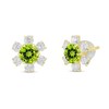 Thumbnail Image 1 of 5.0mm Peridot and White Lab-Created Sapphire Flower Stud Earrings in 10K Gold