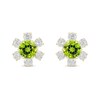 Thumbnail Image 2 of 5.0mm Peridot and White Lab-Created Sapphire Flower Stud Earrings in 10K Gold