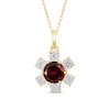 Thumbnail Image 1 of 5.0mm Garnet and White Lab-Created Sapphire Flower Pendant in 10K Gold
