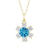 Thumbnail Image 1 of 5.0mm Swiss Blue Topaz and White Lab-Created Sapphire Flower Pendant in 10K Gold