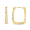 Thumbnail Image 1 of 1/15 CT. T.W. Diamond Textured Rectangular Hoop Earrings in Sterling Silver with 14K Gold Plate