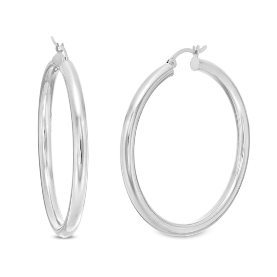 50.0mm Tube Hoop Earrings in Hollow Sterling Silver