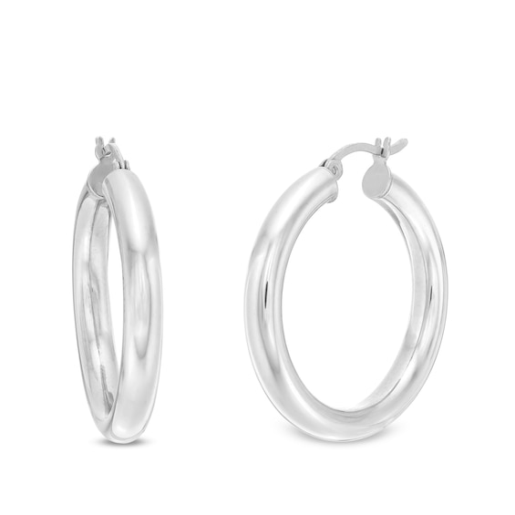 30.0mm Tube Hoop Earrings in Hollow Sterling Silver